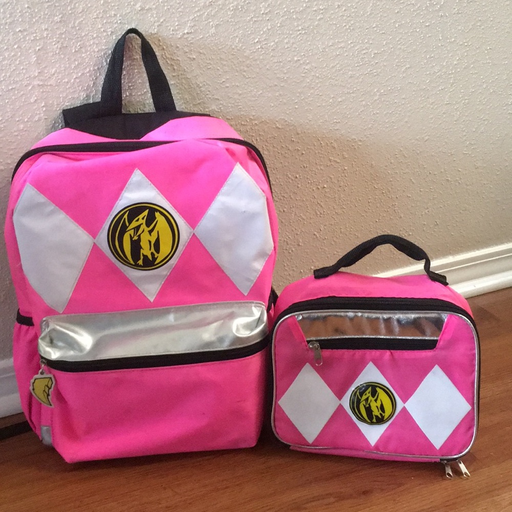 Used pink power rangers backpack & lunch pail